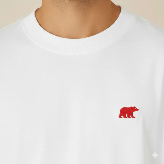CAMISETA BEAR POCKET OVERSIZED WHITE TOMATO