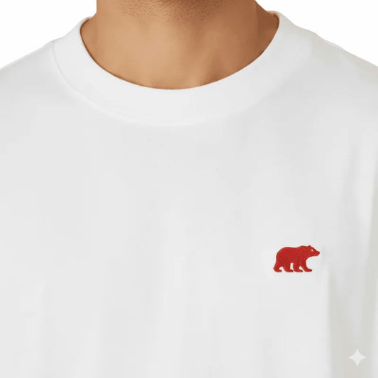 CAMISETA BEAR POCKET OVERSIZED WHITE TOMATO