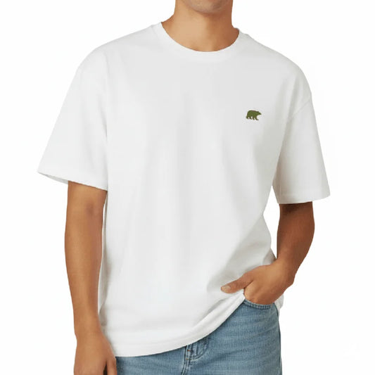 CAMISETA BEAR POCKET OVERSIZED WHITE OLIVE