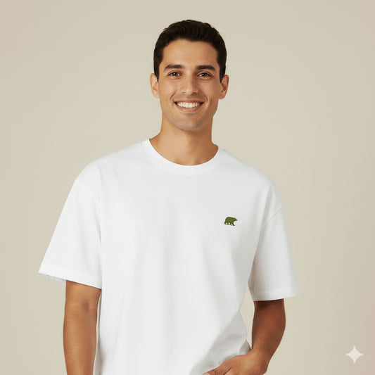 CAMISETA BEAR POCKET OVERSIZED WHITE OLIVE