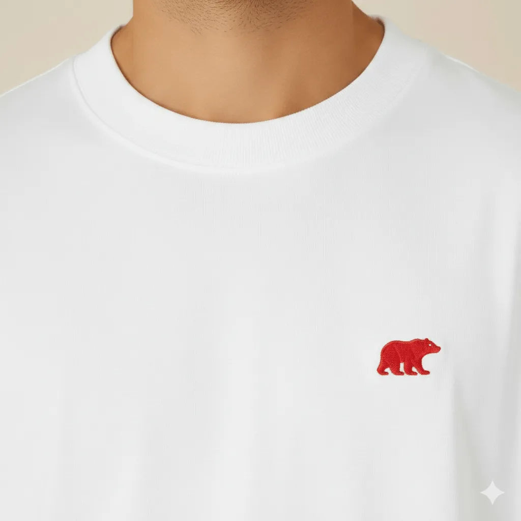 CAMISETA BEAR POCKET OVERSIZED WHITE TOMATO