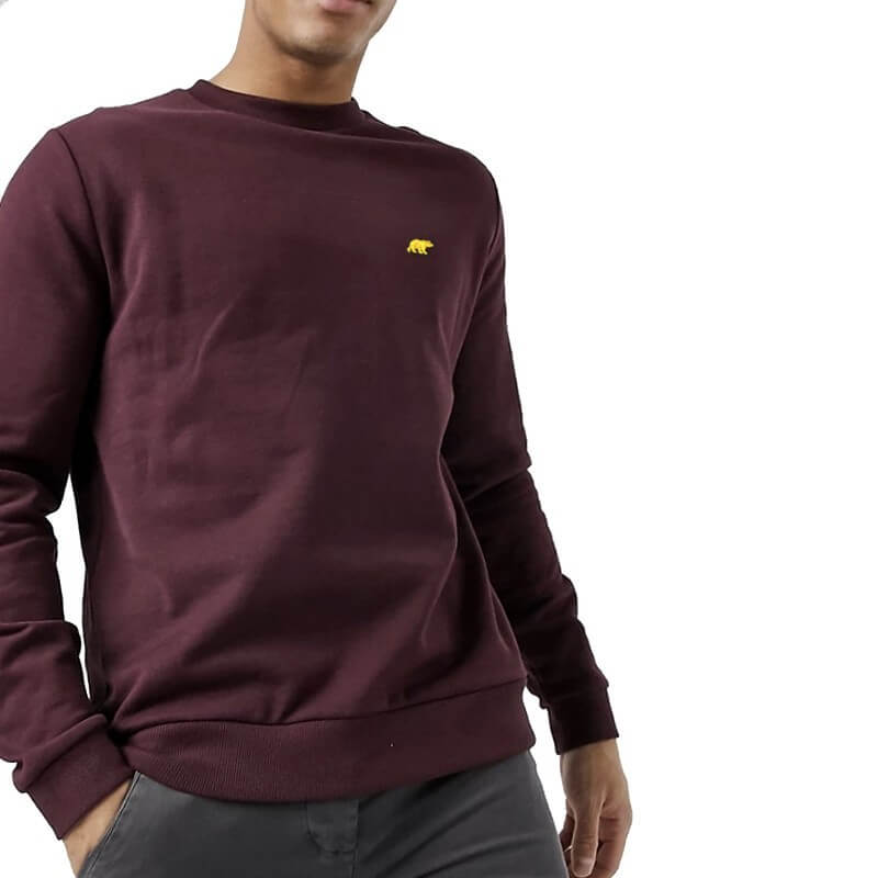 SUDADERA BEAR POCKET BURGUNDY GOLD